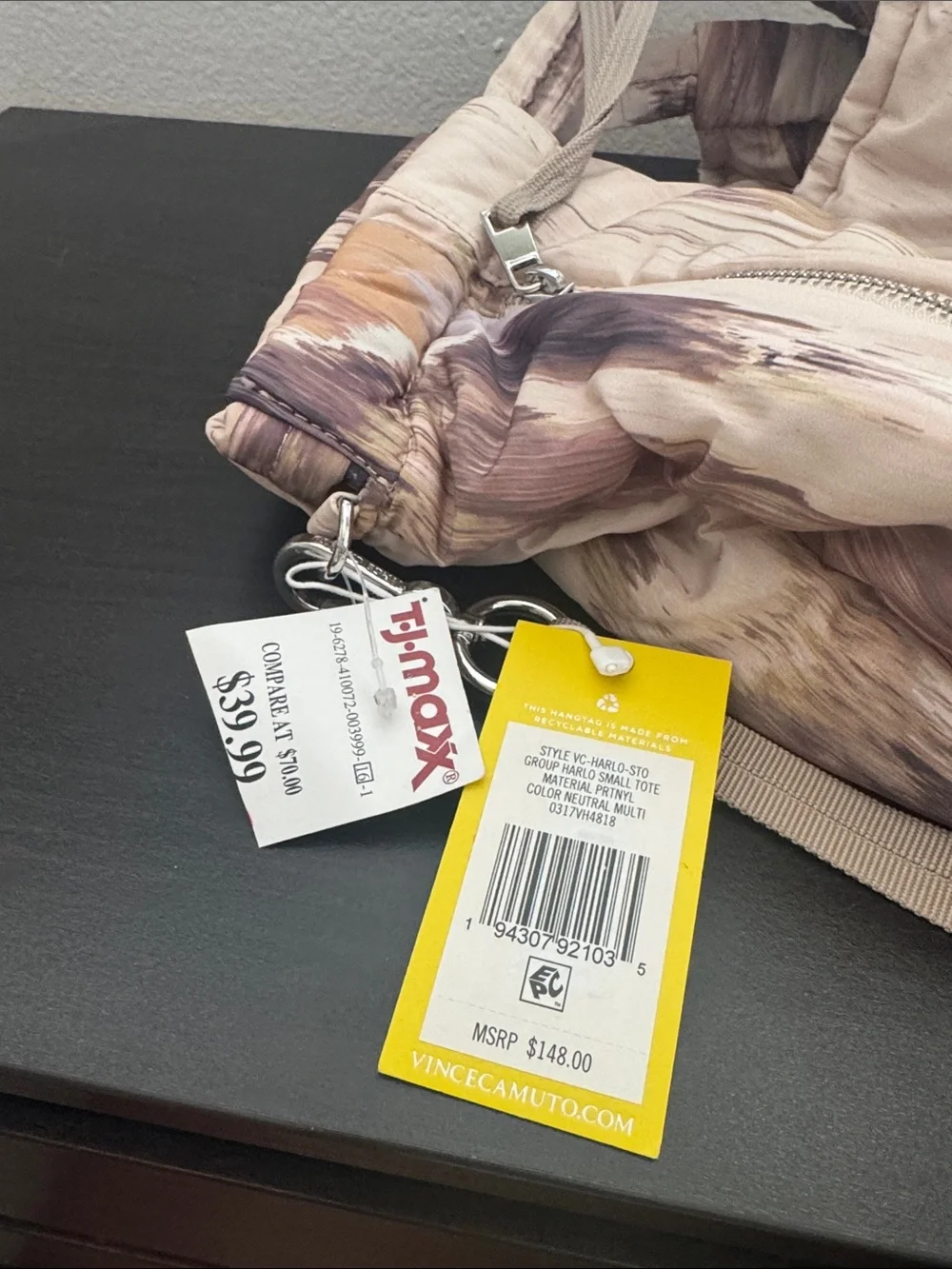 Vince Camuto Cream Brushstroke Hobo Bag